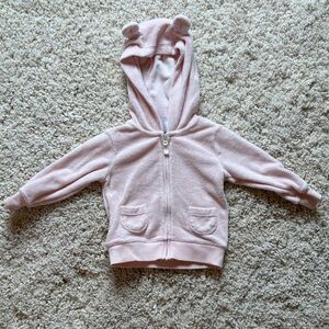 Carter’s Pale Pink Baby Hoodie Terrycloth Bear Ears 6 Months